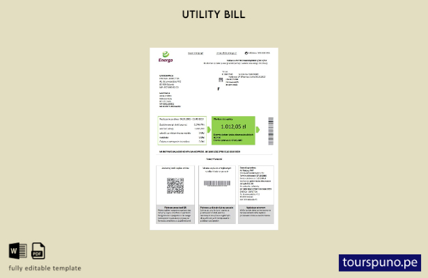 lista para imprimir plantilla de factura de servicios públicos de Polonia Energa